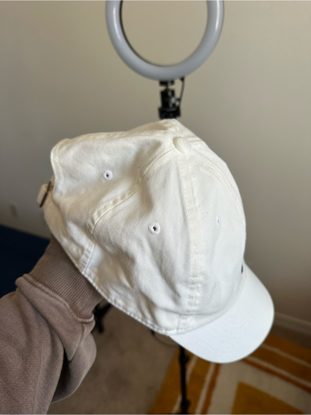 Nike White Hat with Black Swoosh Patch - Picture 3 of 4